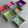 Checkerboard Recycled Leather Square Tray Tidy bright colours