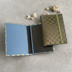 Checkerboard Recycled Leather Passport Cover