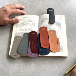 Initialled Eco Leather Paperclip Bookmark