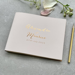 Personalised Recycled Leather Guest Book with Romantic Lettering