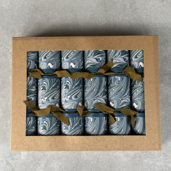 Handmade Blue Marble Luxury Crackers (box of 6)