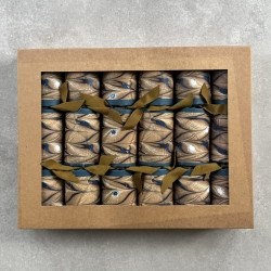 Handmade Marble Luxury Crackers (box of 6) Peacock Blue