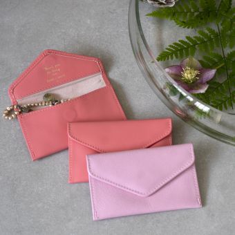 Bride's maid leather jewellery envelope