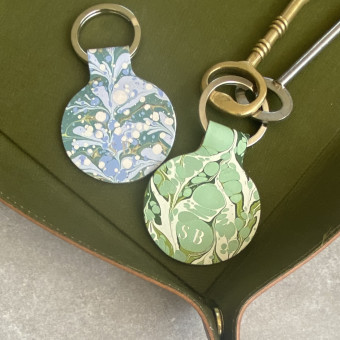 Marble Recycled Leather Key Ring