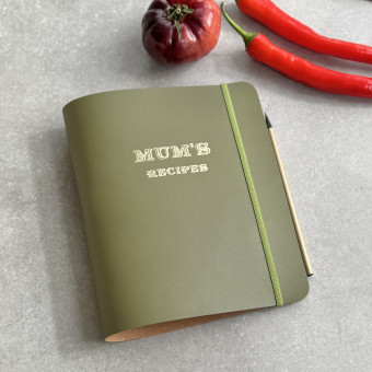 A5 Recycled Leather Ring Recipe Binder - Mum's Recipes