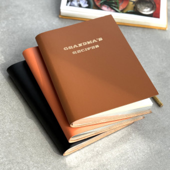 A5 Recycled Leather Notebook for Grandma's Recipes